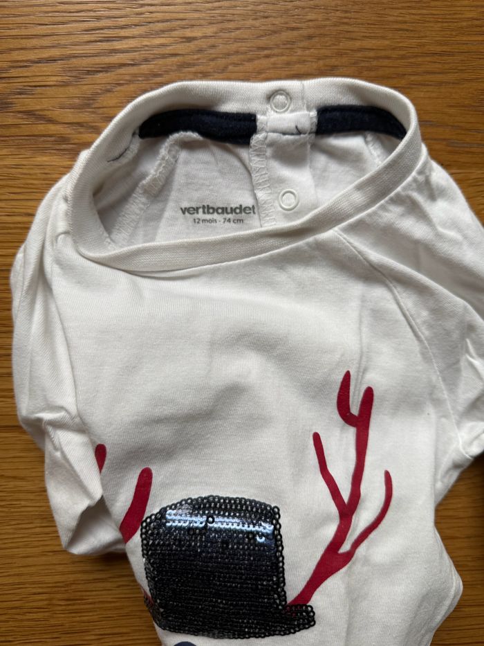 T-shirt Cerf Vertbaudet Bébé Garçon 12 Mois / 1 An – Très Bon État – Réduction sur Lot - photo numéro 3