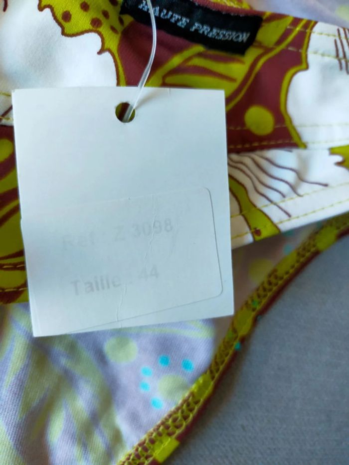 Bas de maillot femme – Imprimé tropical vert & bordeaux – Haute Pression – Neuf avec étiquette - photo numéro 7