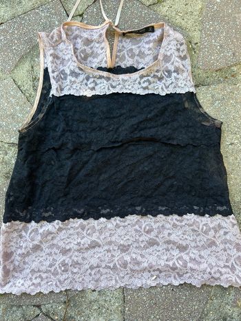 Débardeur Zara basic dentelle rose et noir taille M