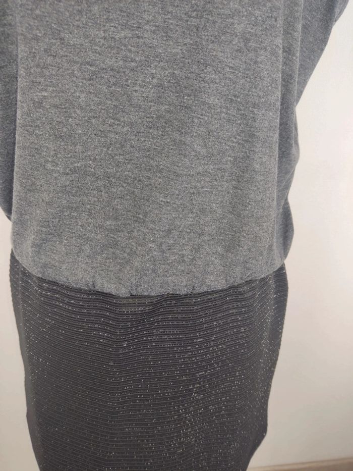 Robe bi-matière manches courtes noir argenté et gris taille 38 School Rag - photo numéro 5
