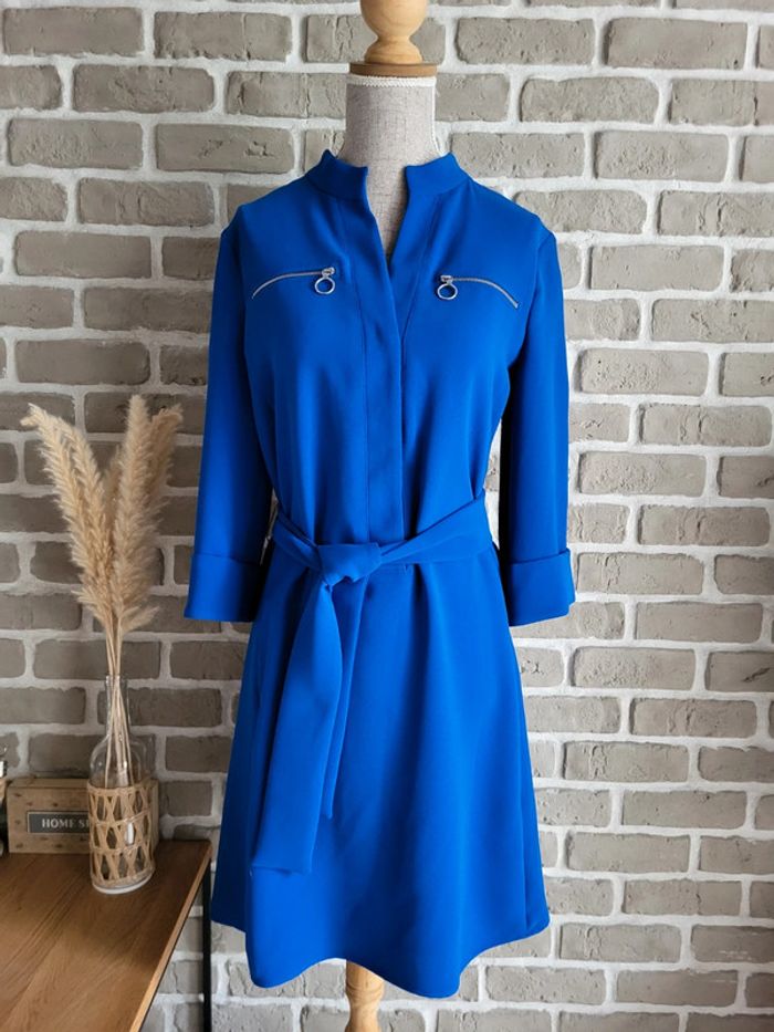 Robe chic bleu électrique Claudie Pierlot - Neuve avec ceinture