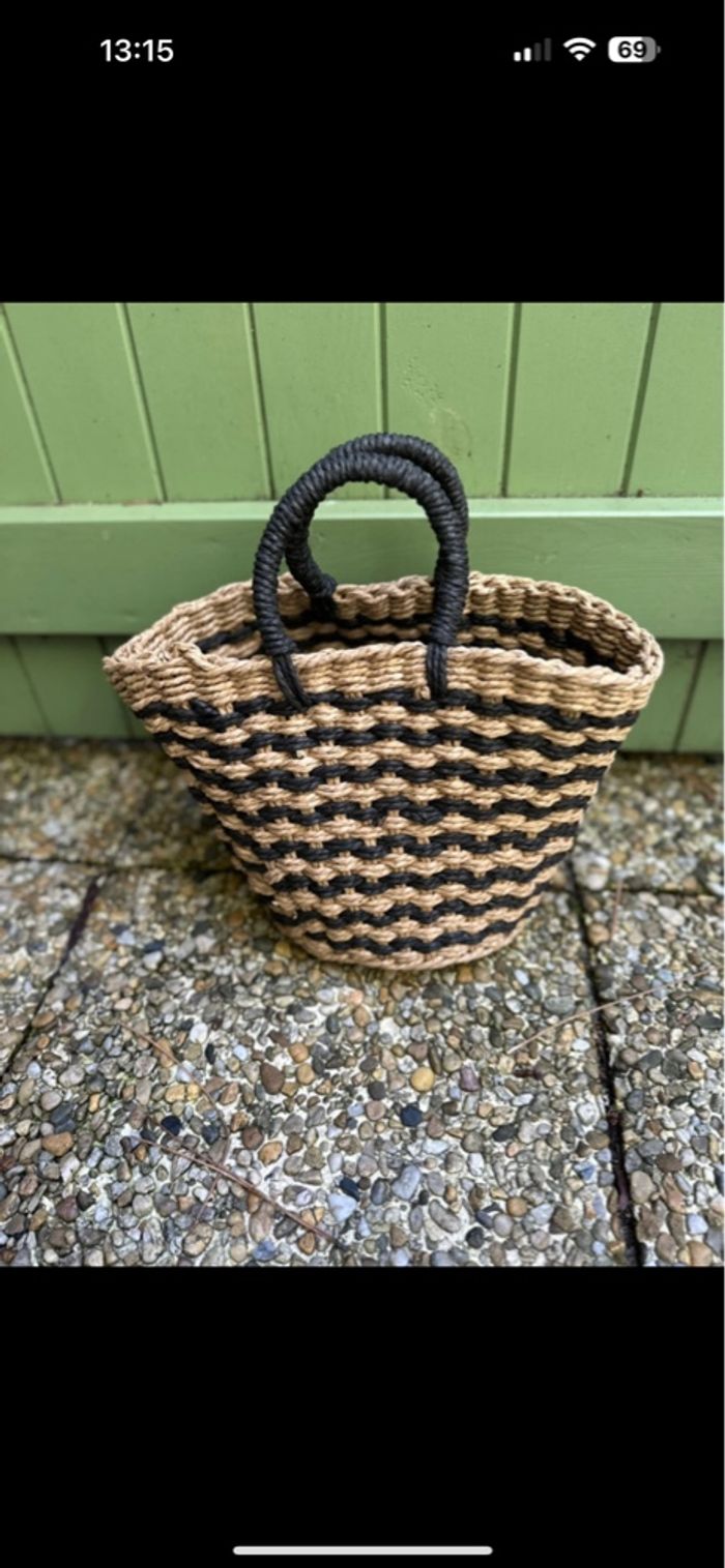 Panier noir et osier - photo numéro 7