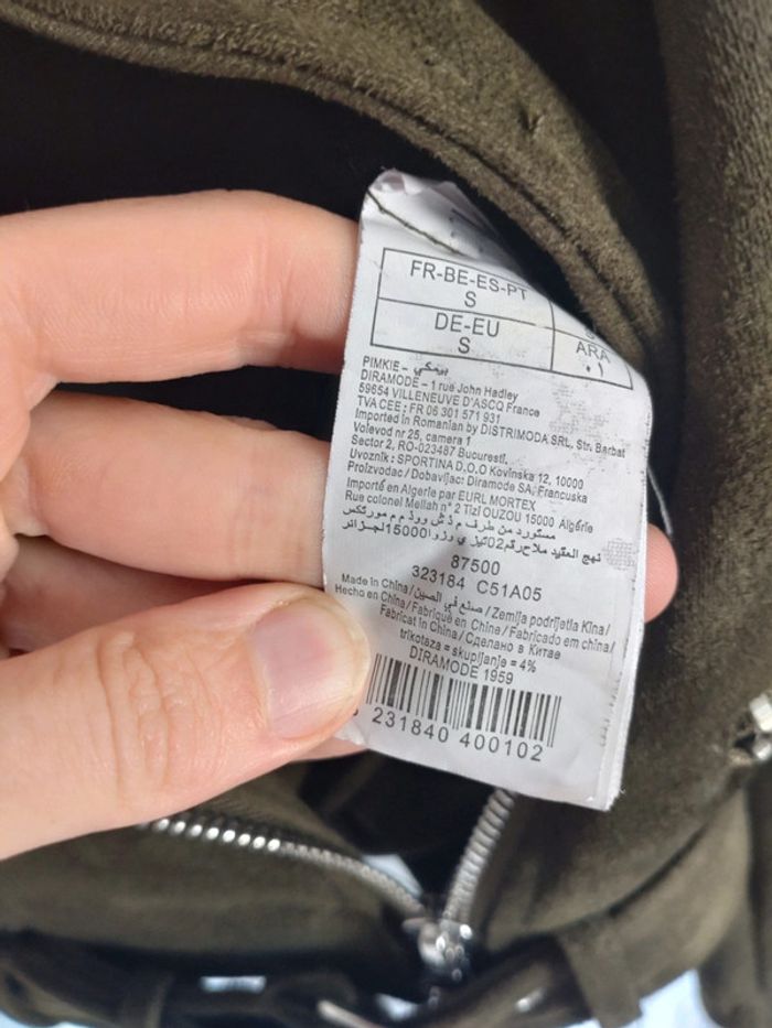 Superbe veste perfecto femme kaki effet suédine taille S - photo numéro 5