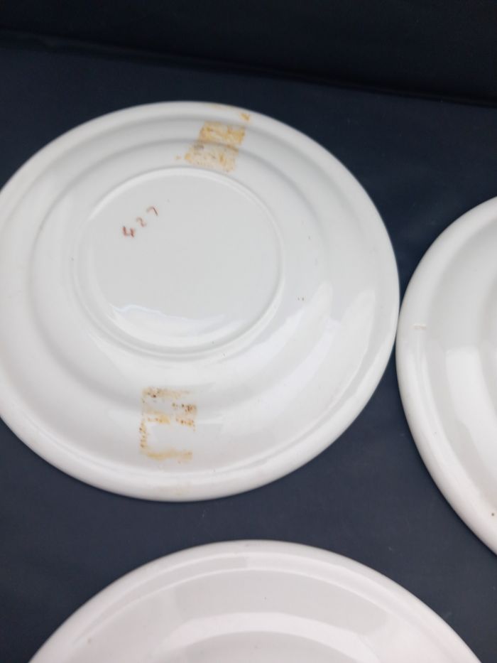 3 assiettes à dessert beige et vert - photo numéro 7