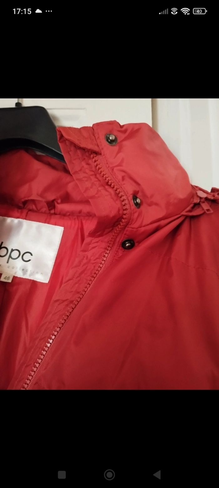 Doudoune longue corail/rouille avec capuche amovible - photo numéro 5