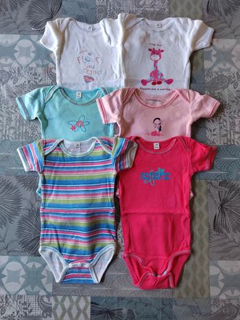 Lot de 6 bodies manches courtes fille In-Extenso 3 mois