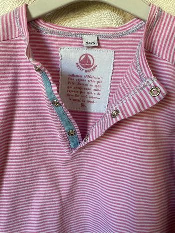 T-shirt milleraies rose 24 mois Petit Bateau