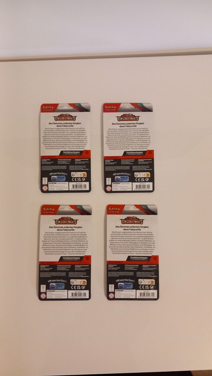 Lot 4 blisters Pokemon flammes obsidiennes - photo numéro 2
