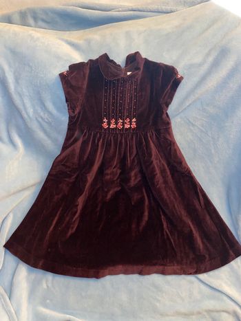 Robe noël fête fin année Jacadi paris 6 ans velours marron violet bordeaux