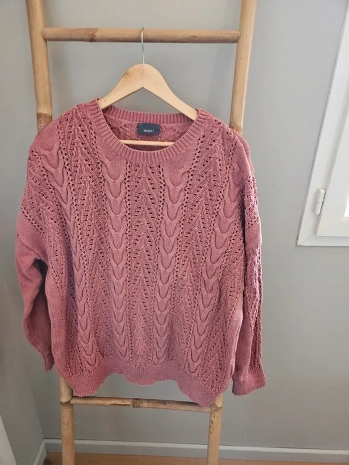 Pull rose ajouré oversize Yessica T.46/48