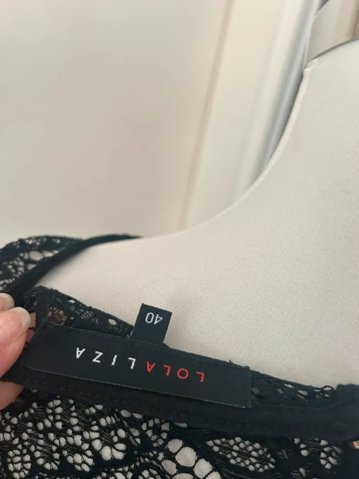 Lolaliza top haut blouse, velours et dentelle femme, taille 40 manches 3/4 - photo numéro 3