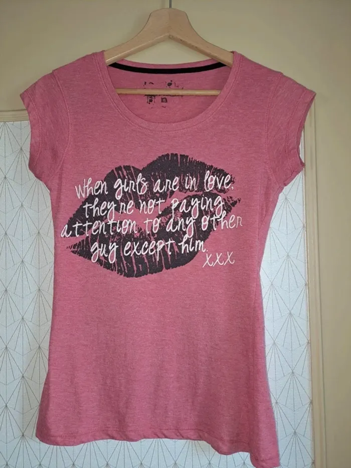 T-shirt femme rose corail tbe Atmosphère S - photo numéro 3