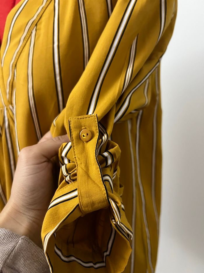 Blouse manches longues rayée jaune moutarde Akoz - photo numéro 4