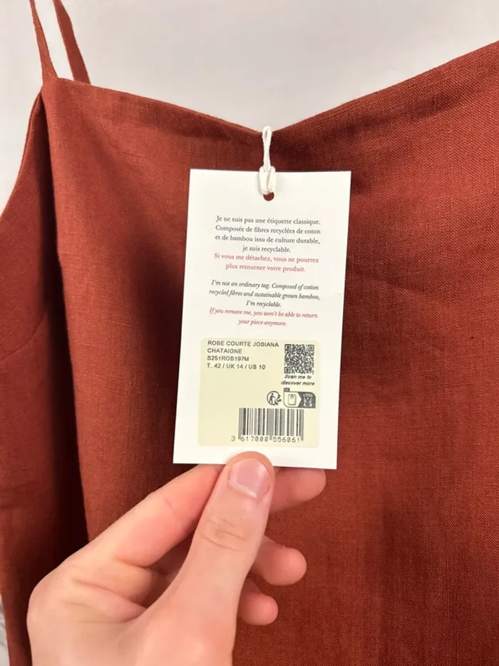 Robe courte Sézane Châtaigne 🌰 T.42 Neuve - photo numéro 3