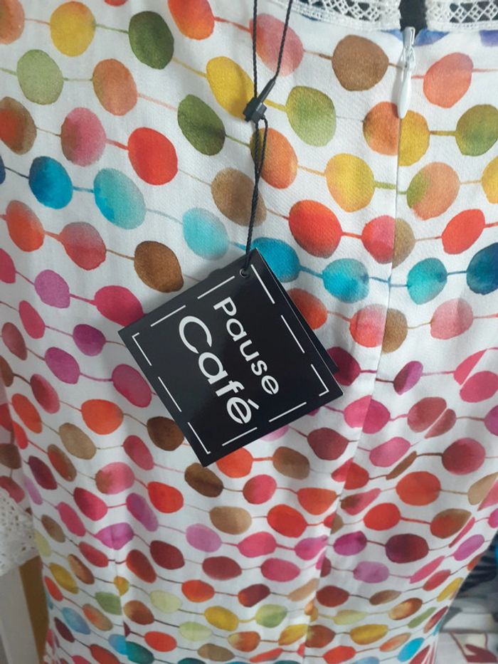 Robe imprimé pois multicolore broderie XL - photo numéro 4