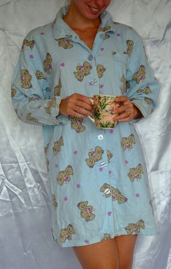 chemise de nuit bleu clair motif nounours taille M