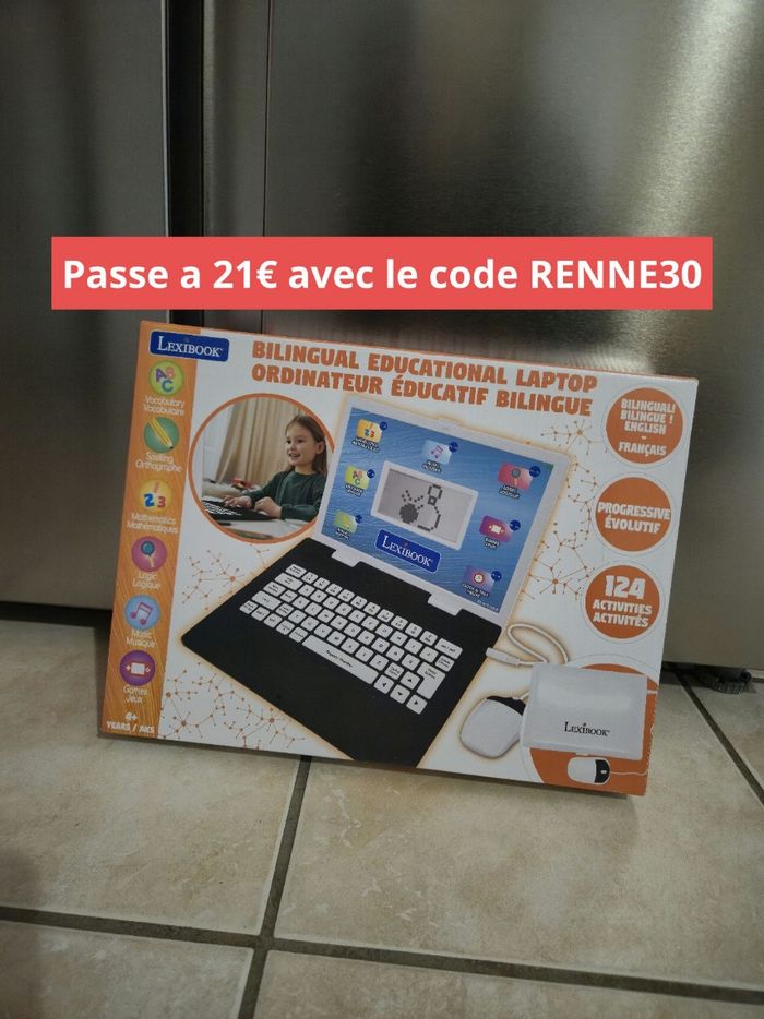 Ordinateur Lexibook bilingue éducatif avec souris 4 ans et + 124 activités