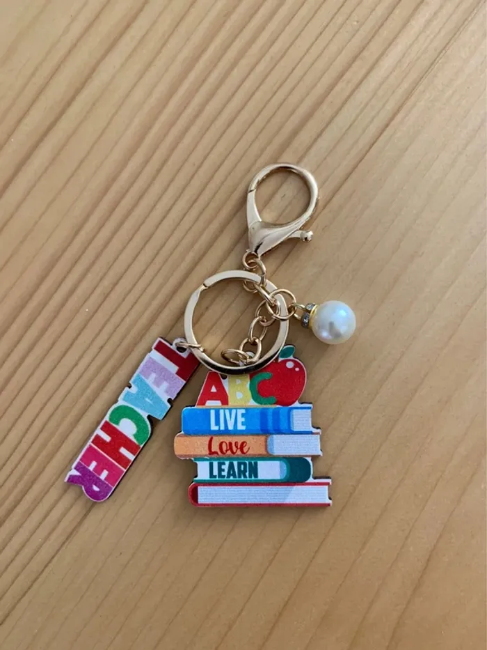 Porte-clé maîtresse empilement de livres – Cadeau de fin d’année neuf