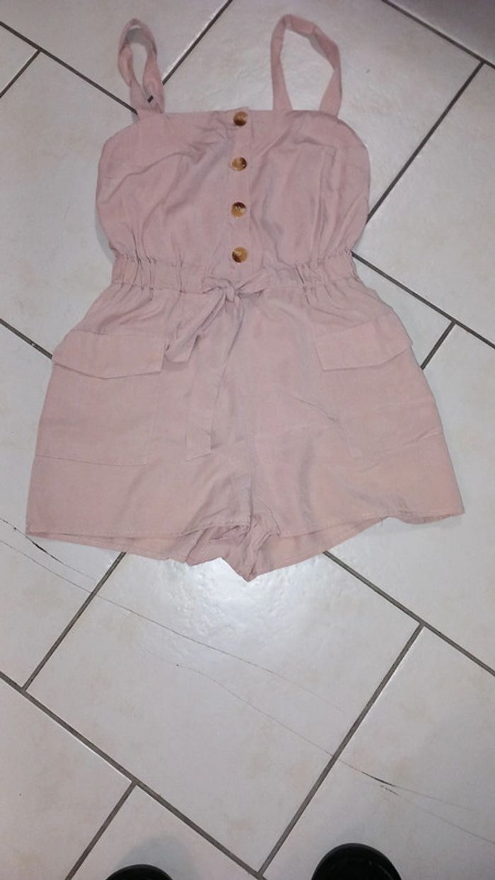 Combishort rose bershka sans manches coton taille s rose