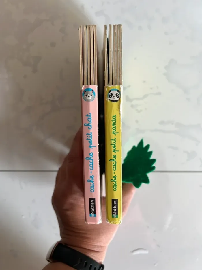 Lot de 2 livres bébé cache-cache petit chat et petit panda Nathan - photo numéro 3