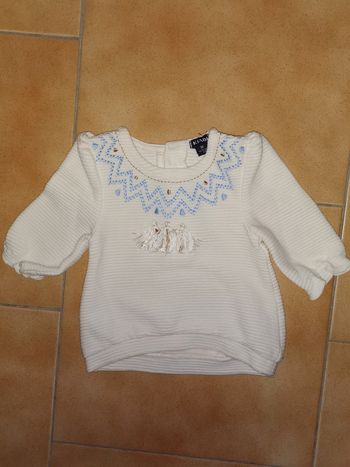 Pull blanc et bleu 1mois
