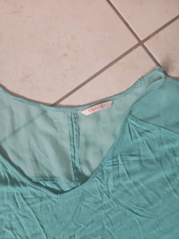 Tee-shirt camaïeu bleu turquoise taille m - photo numéro 2