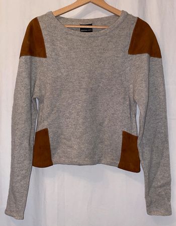 pull American Retro 100% laine, avec du cuir taille 0