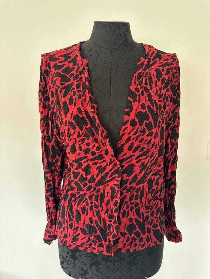 Chemisier blouse rouge et noir - photo numéro 2
