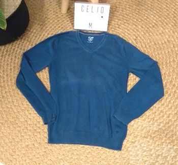 🧥 Pull fin bleu célio taille M - 100 %coton