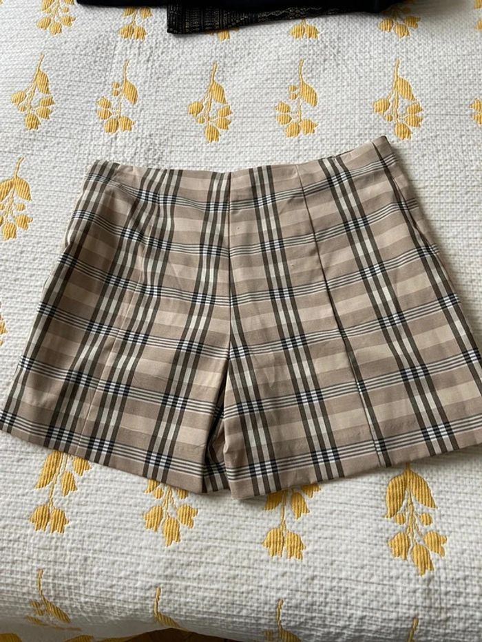 Jupe-short beige/marron mango longueur 38 cm taille 38 neuf Polyester, Viscose, Élasthanne - photo numéro 2