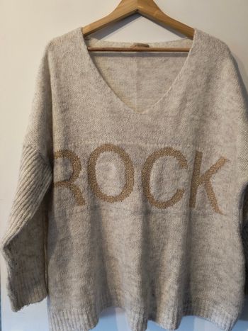 Pull femme beige oversize Rock
