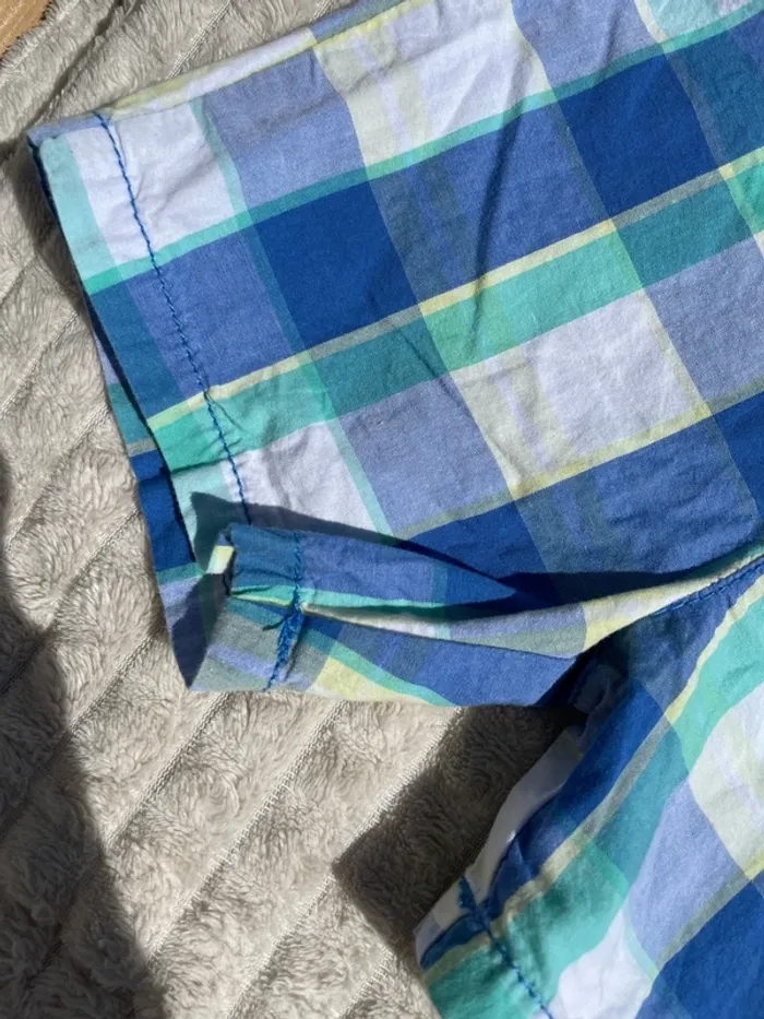 Combi Pantalon / Salopette bébé 86 cm Extenso à carreaux – bleu/vert/blanc - photo numéro 4