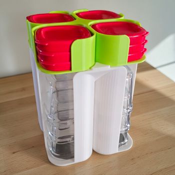 Rangement Blanc et Vert Pomme 12 pots & 12 couvercles Multidélices