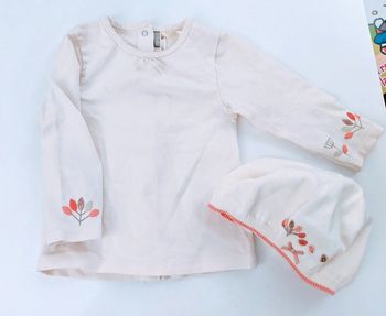 Ensemble bonnet béret tee-shirt tunique manches longues orchestra 12 mois 74 cm