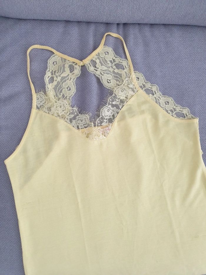 Débardeur dentelle jaune Camaieu