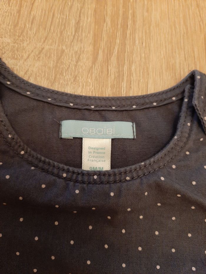 Robe en jeans grise à pois blanc Obaibi neuve 9 mois - photo numéro 2