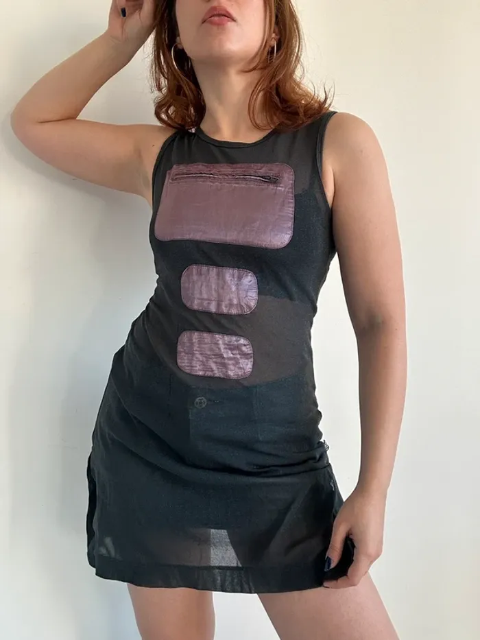 Robe tunique transparente y2k années 2000 en mesh taille S