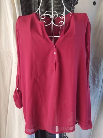 Chemisier rouge manches relevables fluide