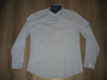 CHEMISE ML BLEU CLAIR PETITS MOTIFS "IN EXTENSO" - TAILLE L - n°03
