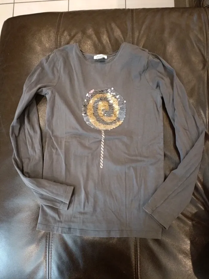 Tee shirt Okaïdi 14 ans sucette sequin changeant - photo numéro 2