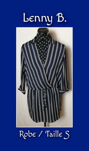 Robe courte fluide rayures verticales bleu marine blanc Taille 1 S Lenny B.