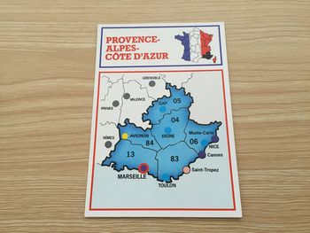 Carte région Provence-Alpes-Côte d'azur pièce jeu de société Richesses de France édition Nathan #A42