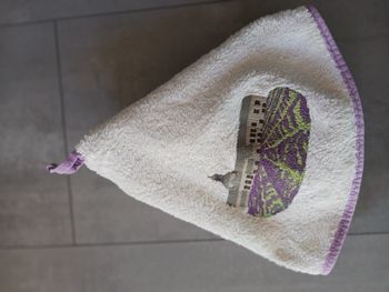 essuie main blanc décor lavande coton épais rond Coton blanc Neuf