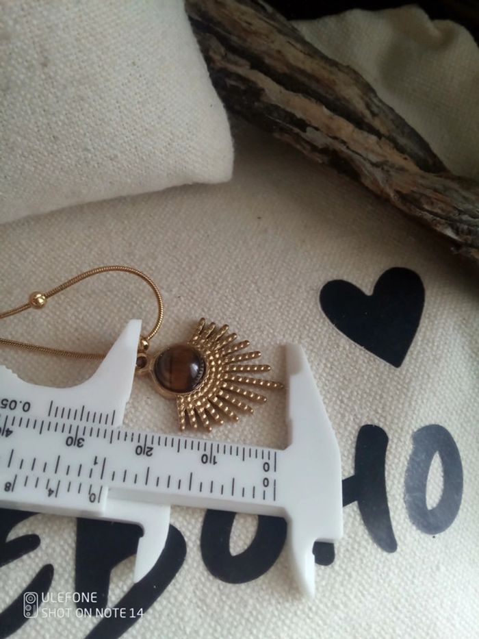 Collier pendentif pierre naturelle oeil de tigre - photo numéro 2