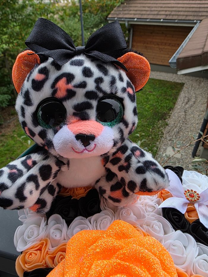 Cœur Sauvage,  peluche et sa Rose Éternelle en Satin - photo numéro 3