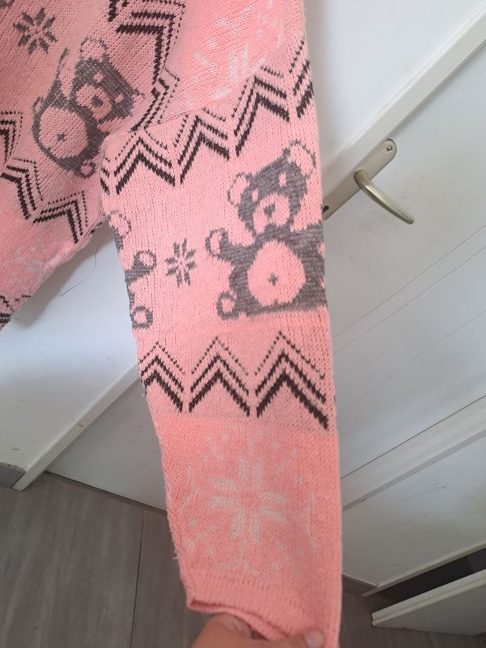 Pull moche de Noël vintage nounours rose Taille Unique - photo numéro 5