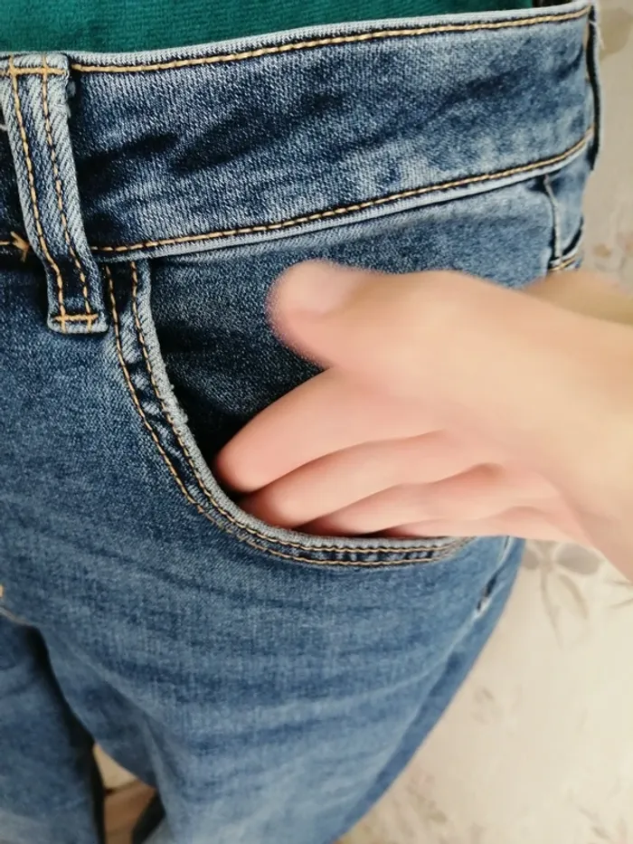 Jeans skinny bleu taille haute fermeture boutons / don't call me jennyfer / (44) - photo numéro 5