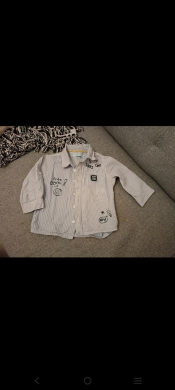 Chemise rayée bleu clair et blanc Gémo 12 mois