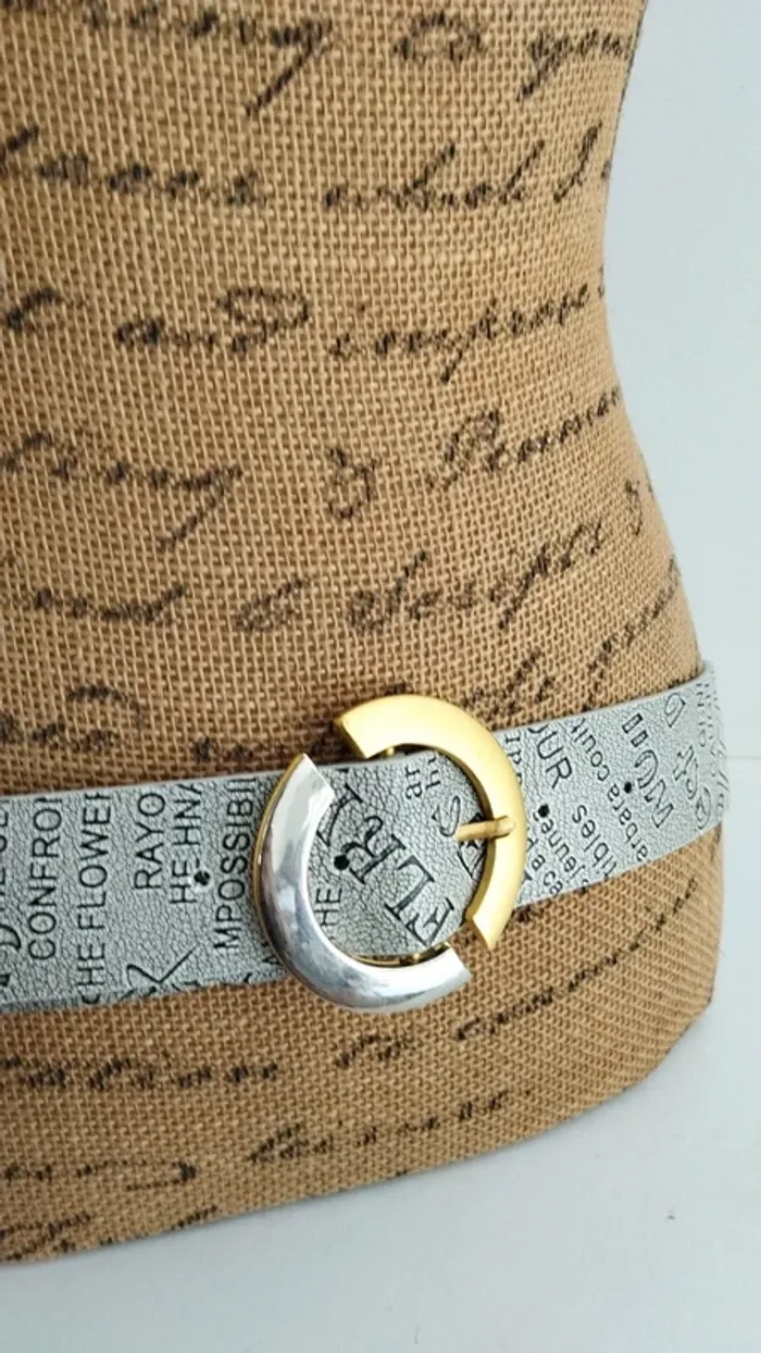 Ceinture écritures grise et noire 95 cm femme - photo numéro 5