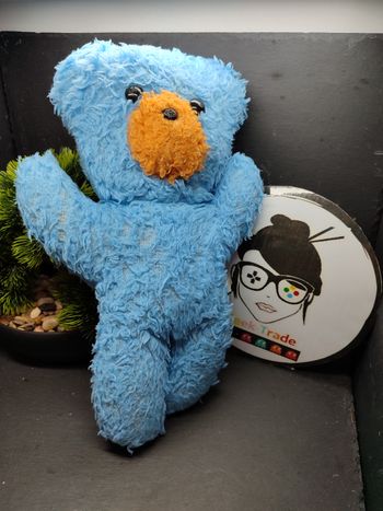 Ancienne peluche ours bleu chamti pampers marron vintage noir Ancien  Doudou
